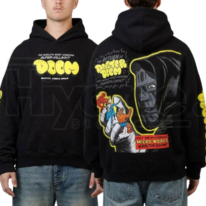 73Studio Marvel Fantastic Four Doctor Doom Villain Premium Hoodie – Vintage Comic Graphic Pullover - Hiyatee