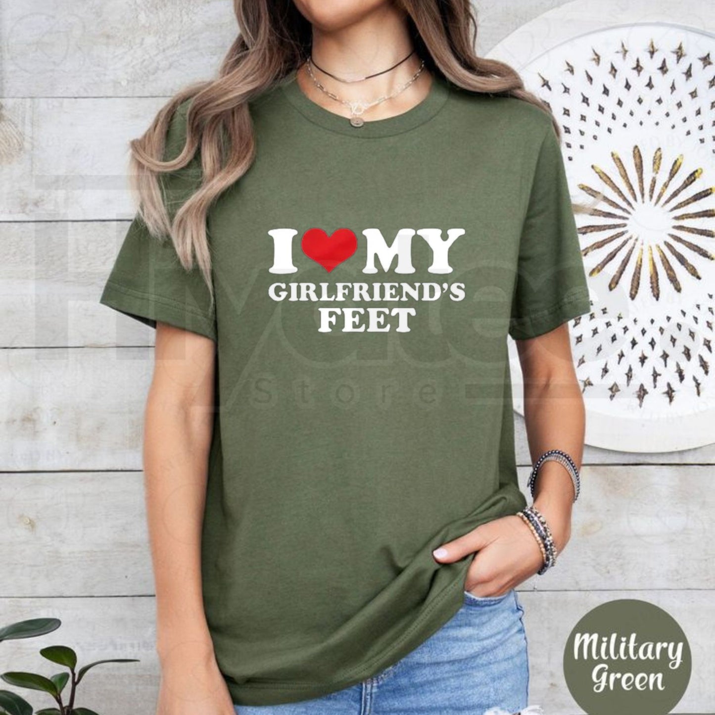 I Love My Girlfriend's Feet T-Shirt – Funny Relatable Couple Graphic Tee