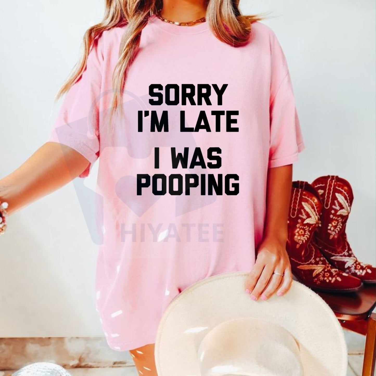 "Sorry I'm Late, I Was Pooping" T-Shirt – Funny Sarcastic Cotton Tee