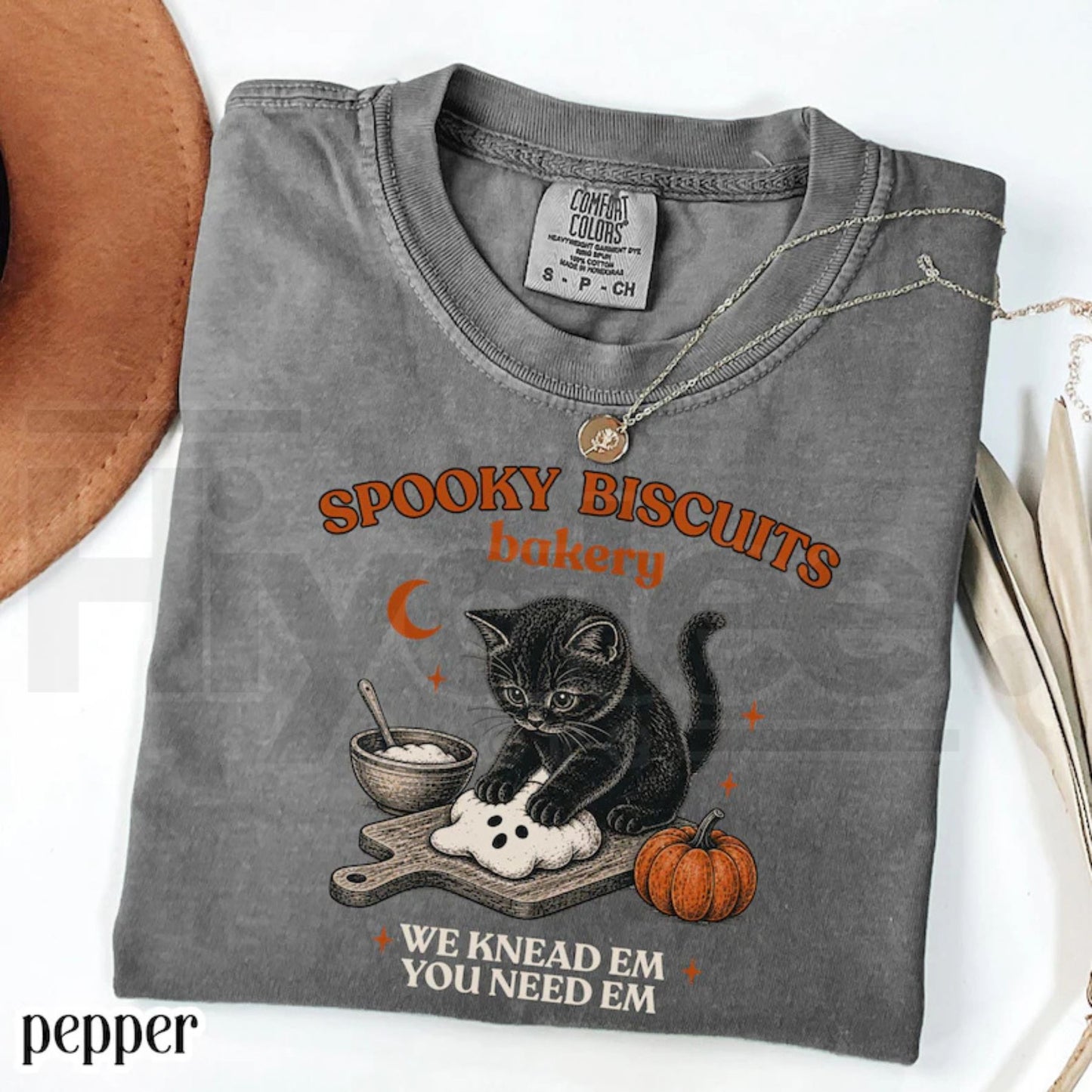 Comfort Colors Kitty Biscuits Shirt Spooky Season Black Cat Halloween Tee