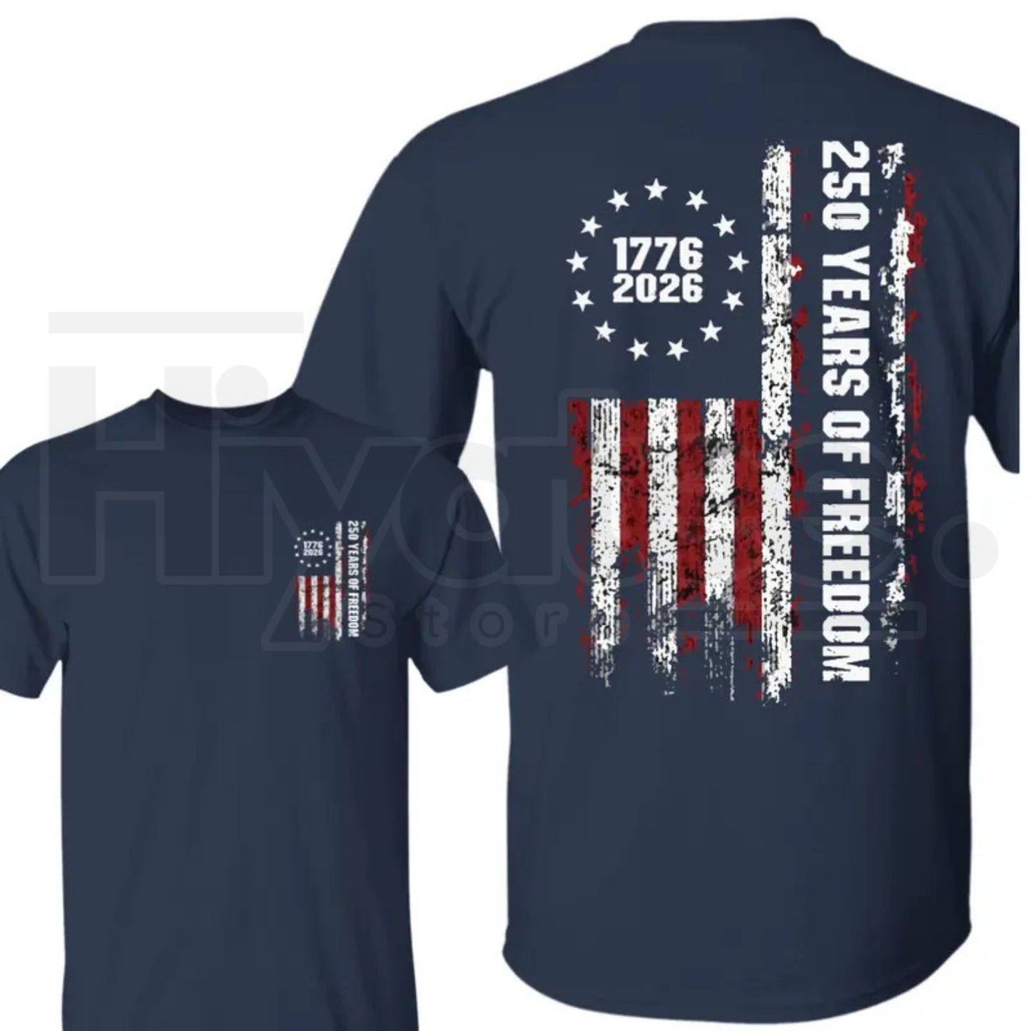 Double-Sided USA 250th Anniversary T-Shirt – Vintage 1776-2026 Patriotic Flag Tee