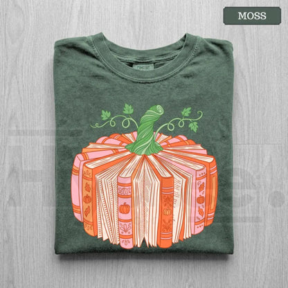 Book Pumpkin Shirt Bookish Fall Reader Tee Cute Librarian Bookworm Gift