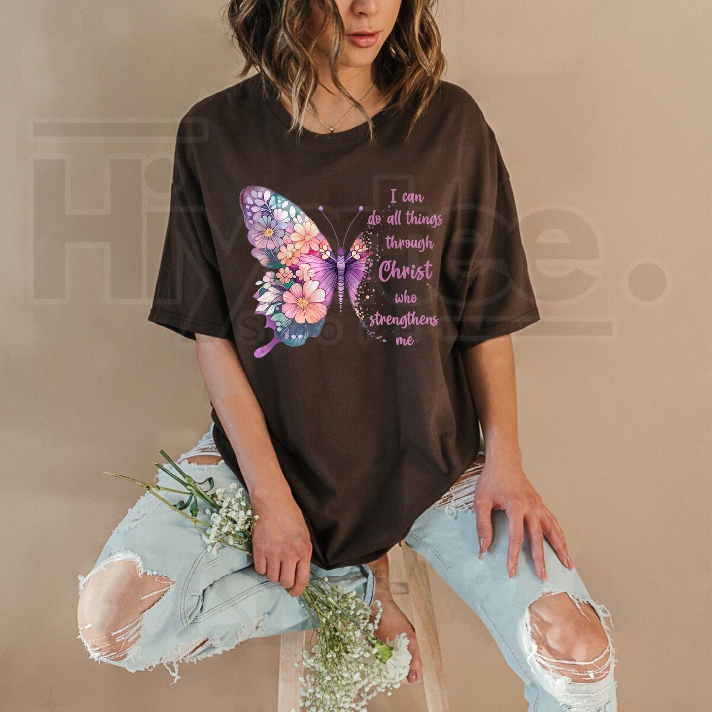 I Can Do All Things Through Christ Butterfly T-Shirt – Christian Faith Graphic Tee