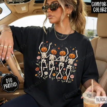 Dancing Skeletons Comfort Colors Shirt Trendy Fall Tee Gift for Her