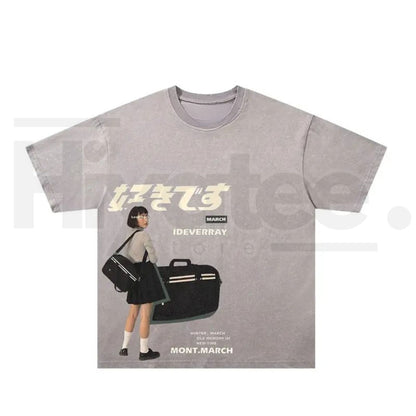 American Vintage Heavy Washed Tie-Dye Graffiti Streetwear T-Shirt – Oversized Baggy Unisex Cotton Short Sleeve Tee