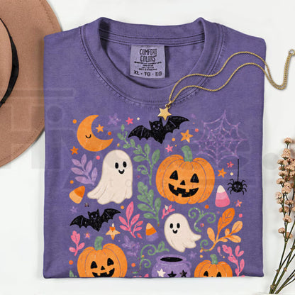 Comfort Colors Floral Halloween Preppy Spooky Season Tee