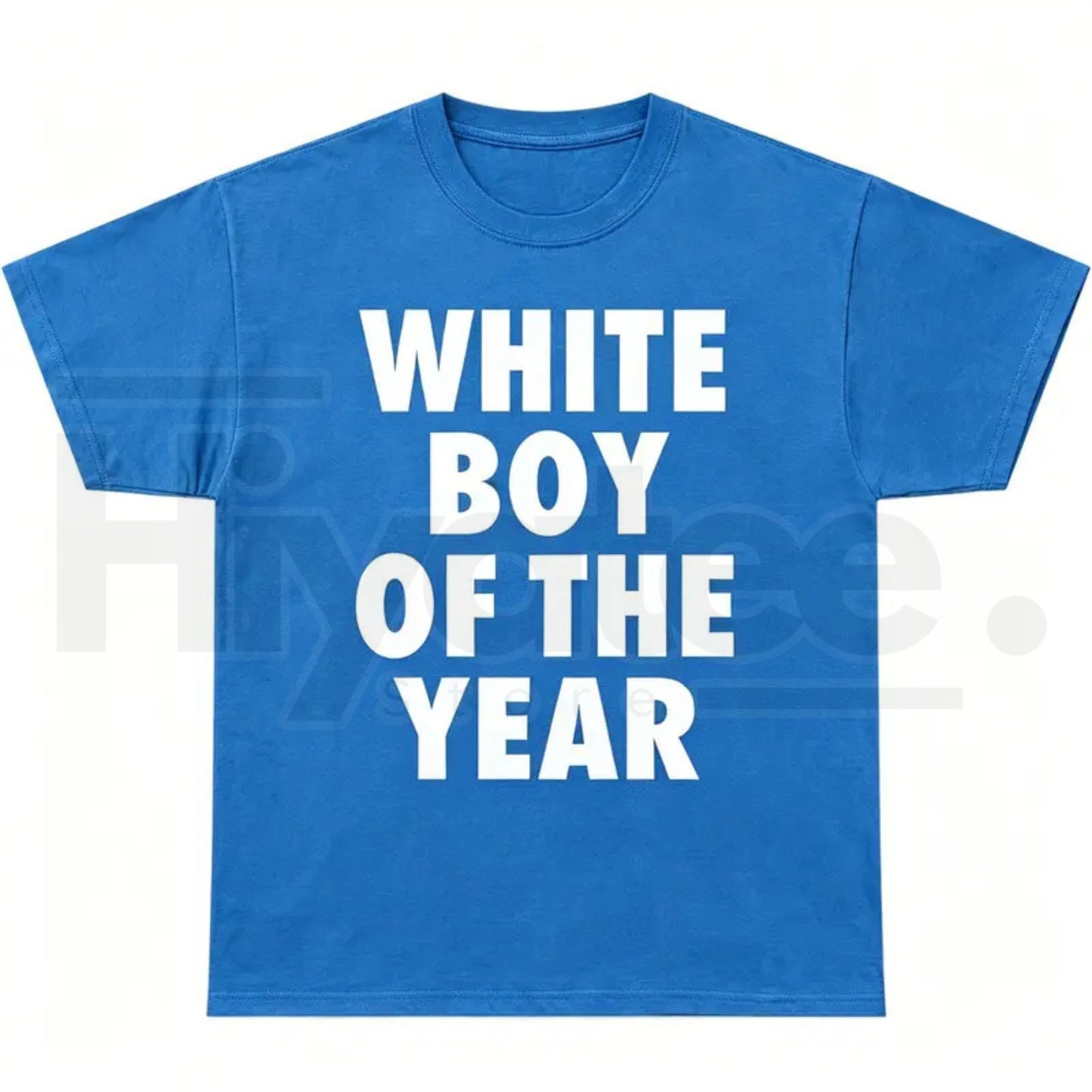 Men's White Boy Of The Year Oversized Round Neck Funny Meme Graphic T-Shirt