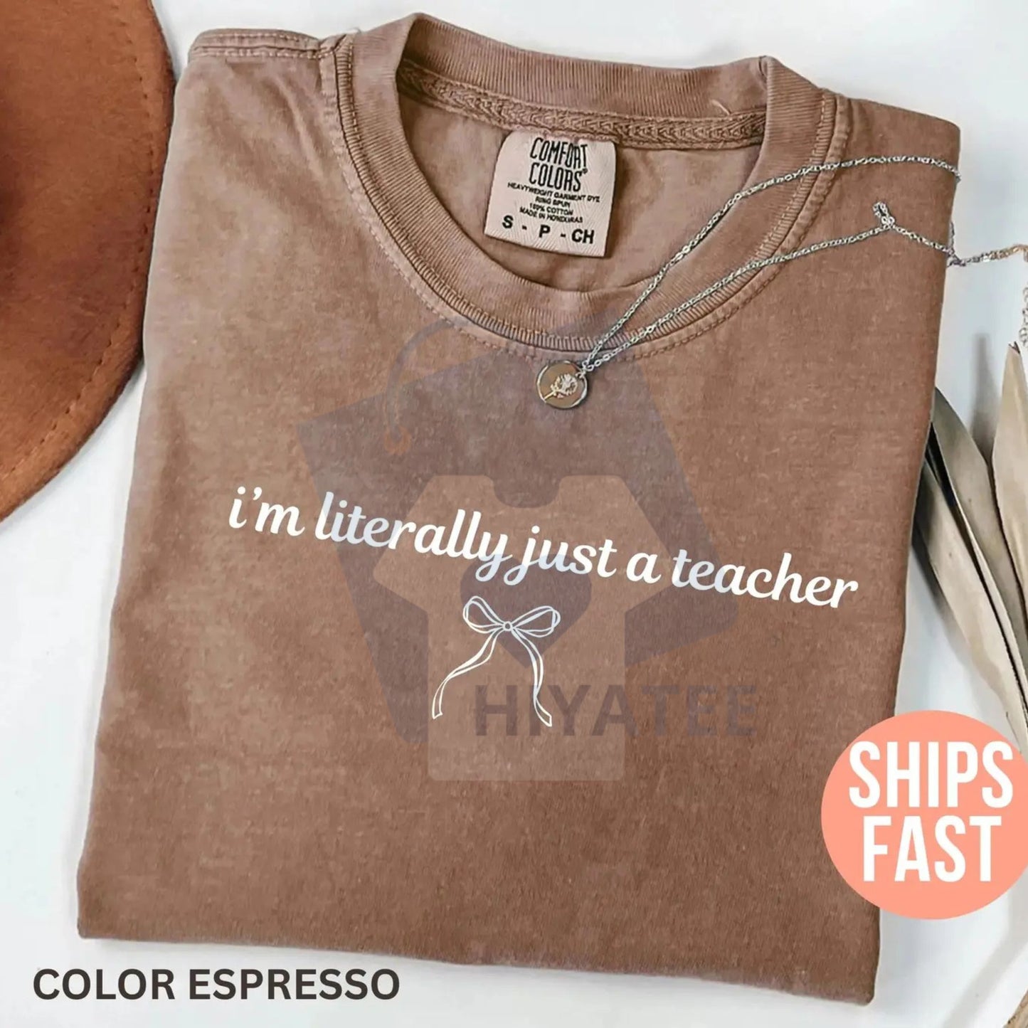 Comfort Colors "I’m Literally Just a Teacher" Shirt – Funny Coquette Teacher Tee, Back to School, Teacher Appreciation Gift