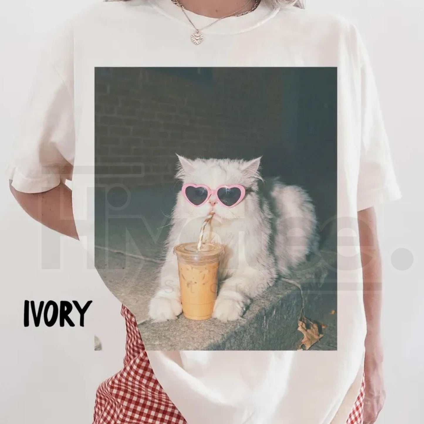 Persian Cat Comfort Colors Shirt Iced Coffee Cat Mom T-Shirt