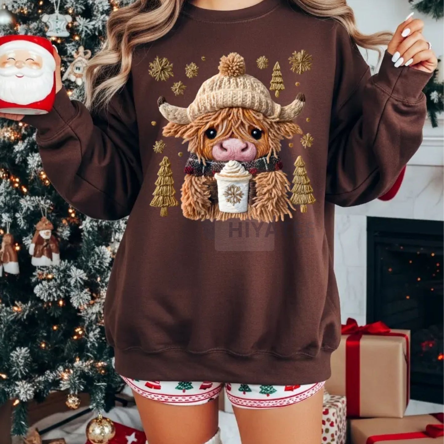 Hazel the Highland Cow Unisex Crewneck Sweatshirt: Cute Animal Graphic Pullover, Cozy Farm Aesthetic Top, Printed in the USA Gift