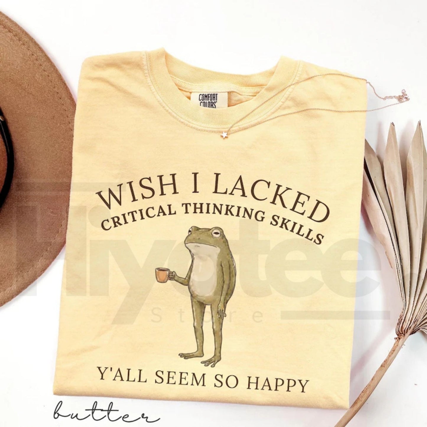 Wish I Lacked Critical Thinking Skills Shirt Funny Frog Meme Sarcastic Tee