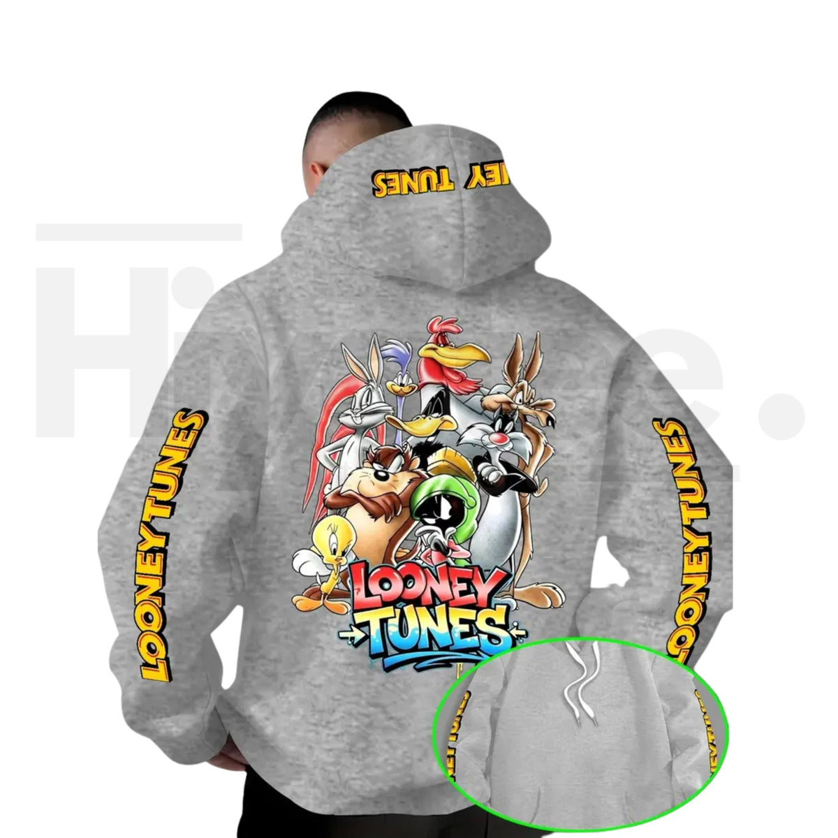 Warner Bros Looney Tunes Gradient Print Hoodie – Vintage Cartoon Character Pullover