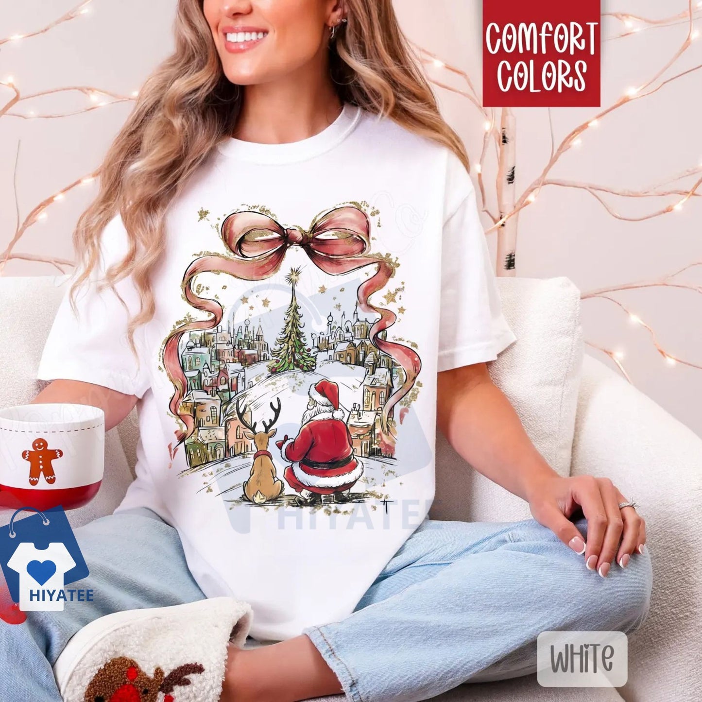 Coquette Christmas Town Shirt – Comfort Colors Trendy Women's Holiday T-shirt, Vintage Christmas Aesthetic Tee