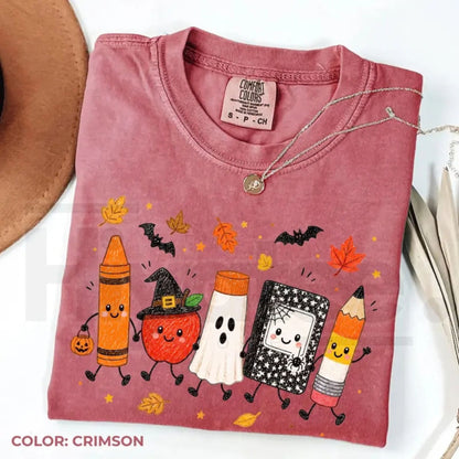 Comfort Colors Halloween Teacher Spooky School Doodles Tee