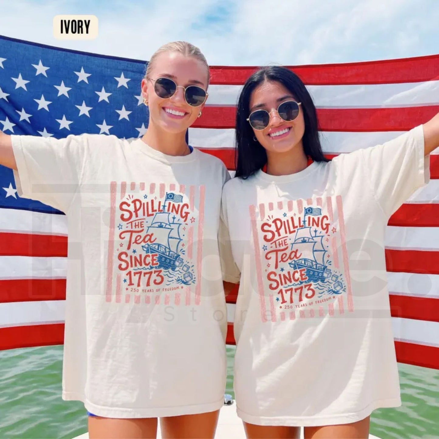 Striped Spilling The Tea Since 1773 Shirt – Funny 4th of July Tee, Preppy Patriotic USA Party T-Shirt, 250th Anniversary Merch