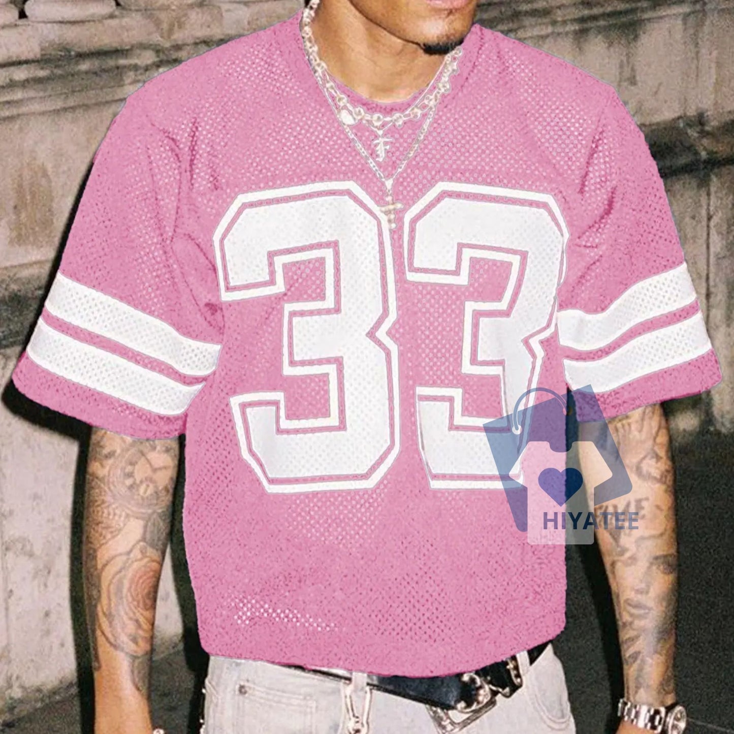 Mesh Number Jersey Shirt – Streetwear Crew Neck Short Sleeve Tee