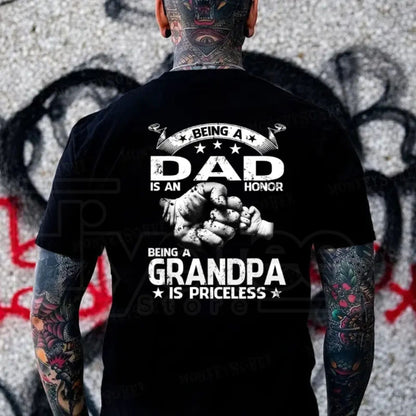 Being A Dad Is An Honor Being Grandpa Is Priceless T-Shirt – Pure Cotton Graphic Tee