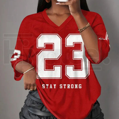 Y2K Retro Mesh Breathable Sports Jersey V-Neck T-Shirt