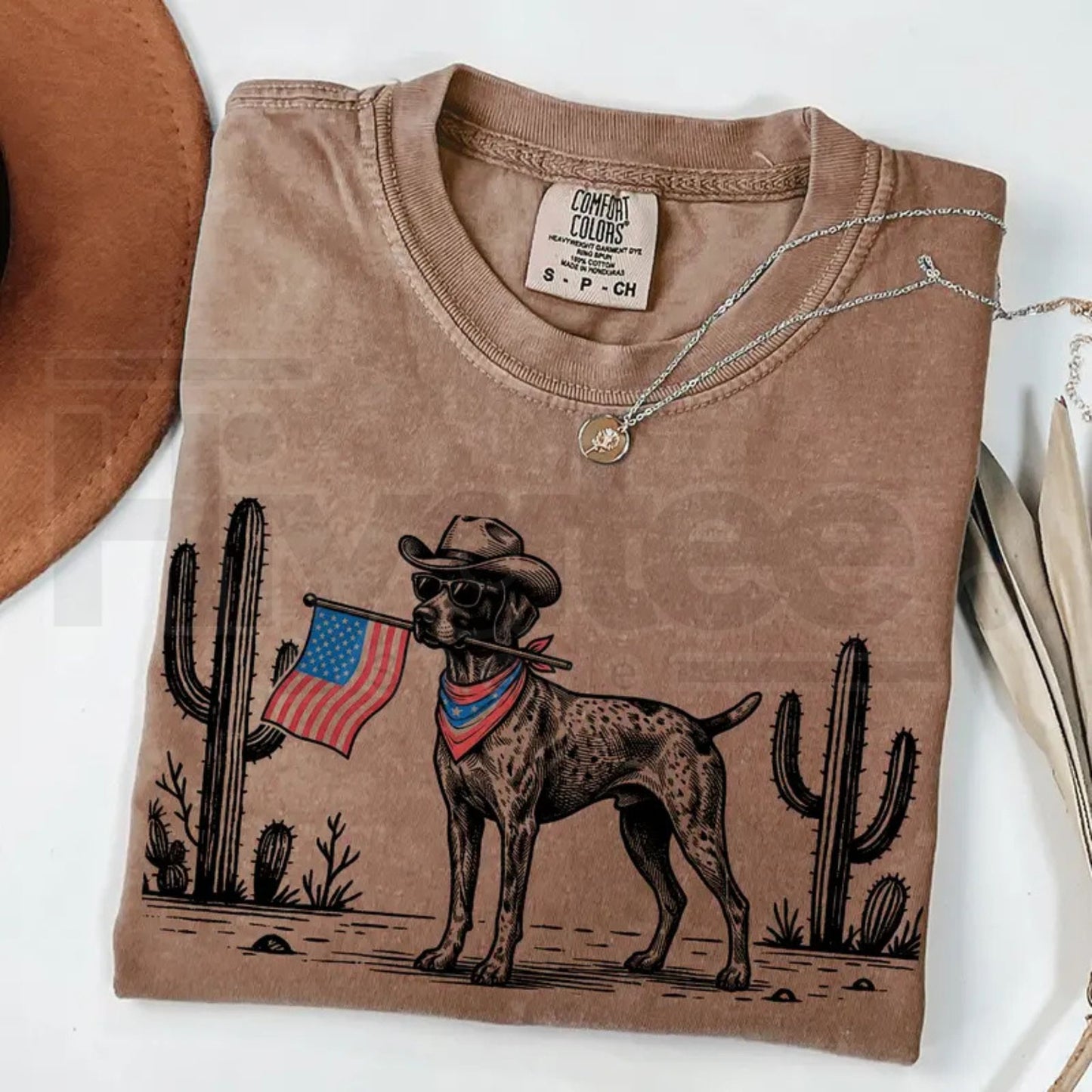 Comfort Colors® Patriotic Western Cowboy Dog Shirt – 4th of July USA Flag Dog Lover Tee