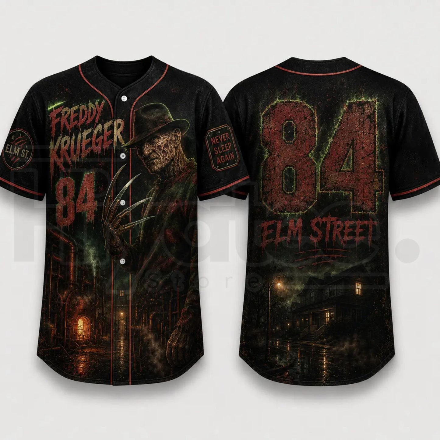 Horror Slasher Baseball Jersey – Gothic Halloween Dark Character Graphic Shirt