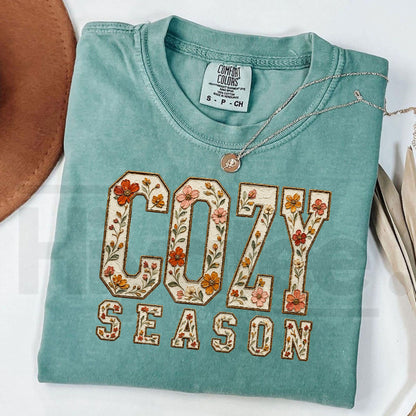 Floral Cozy Season Comfort Colors Shirt Trendy Fall Tee Gift for Her