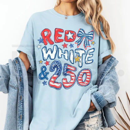 Comfort Colors® 250th Anniversary Shirt – Red White and 250 Preppy Patriotic Tee