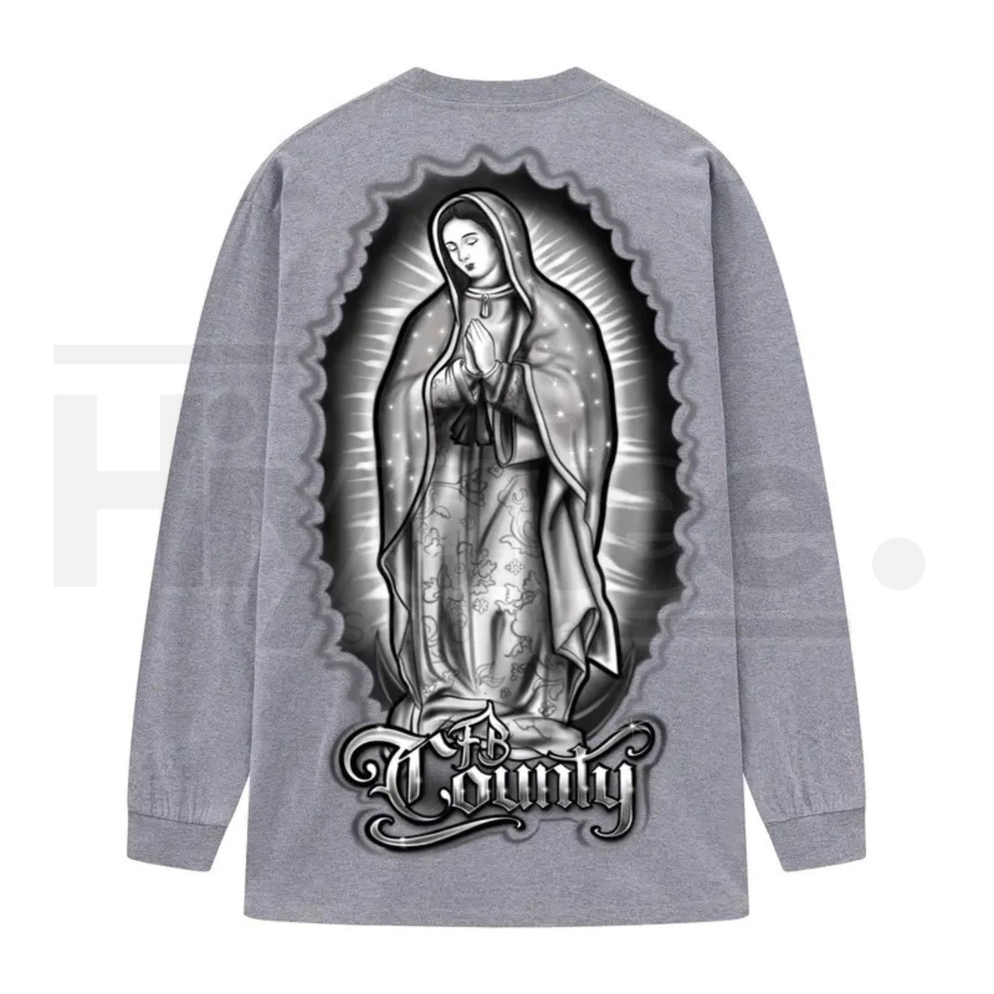 FB County Graphic Long Sleeve T-Shirt – Classic Streetwear Style, Heavyweight Long Sleeve Tee