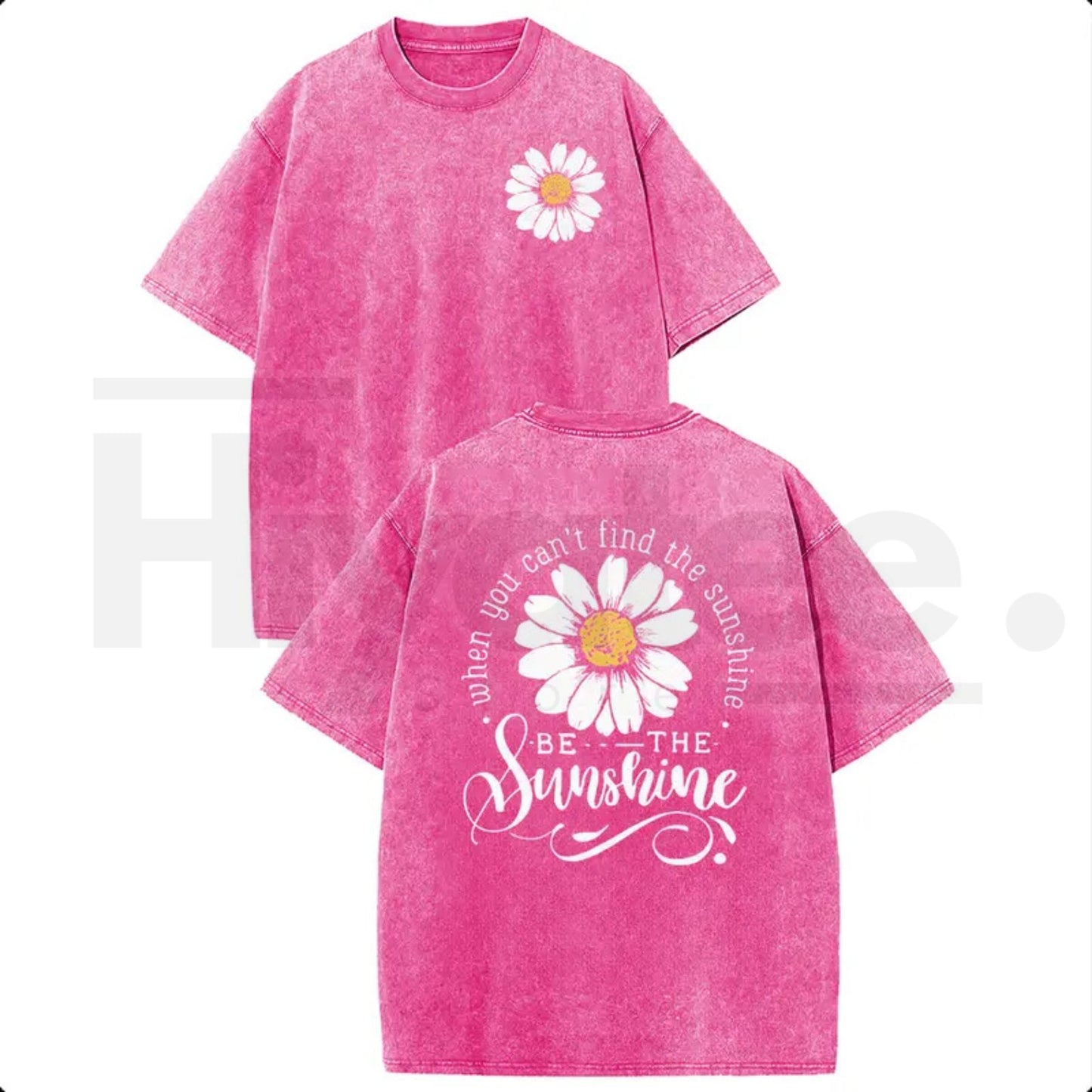 Holafish "Be The Sunshine" T-Shirt – Premium Heavyweight Acid Wash Daisy Graphic Tee