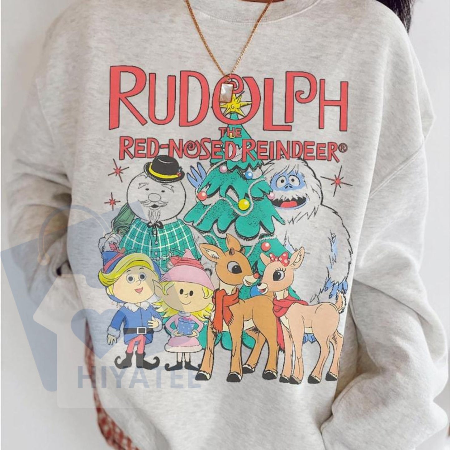 Vintage Rudolph Sweatshirt Christmas Crewneck: Retro Rudolph The Red Nosed Reindeer Shirt, Vintage Christmas Holiday Pullover