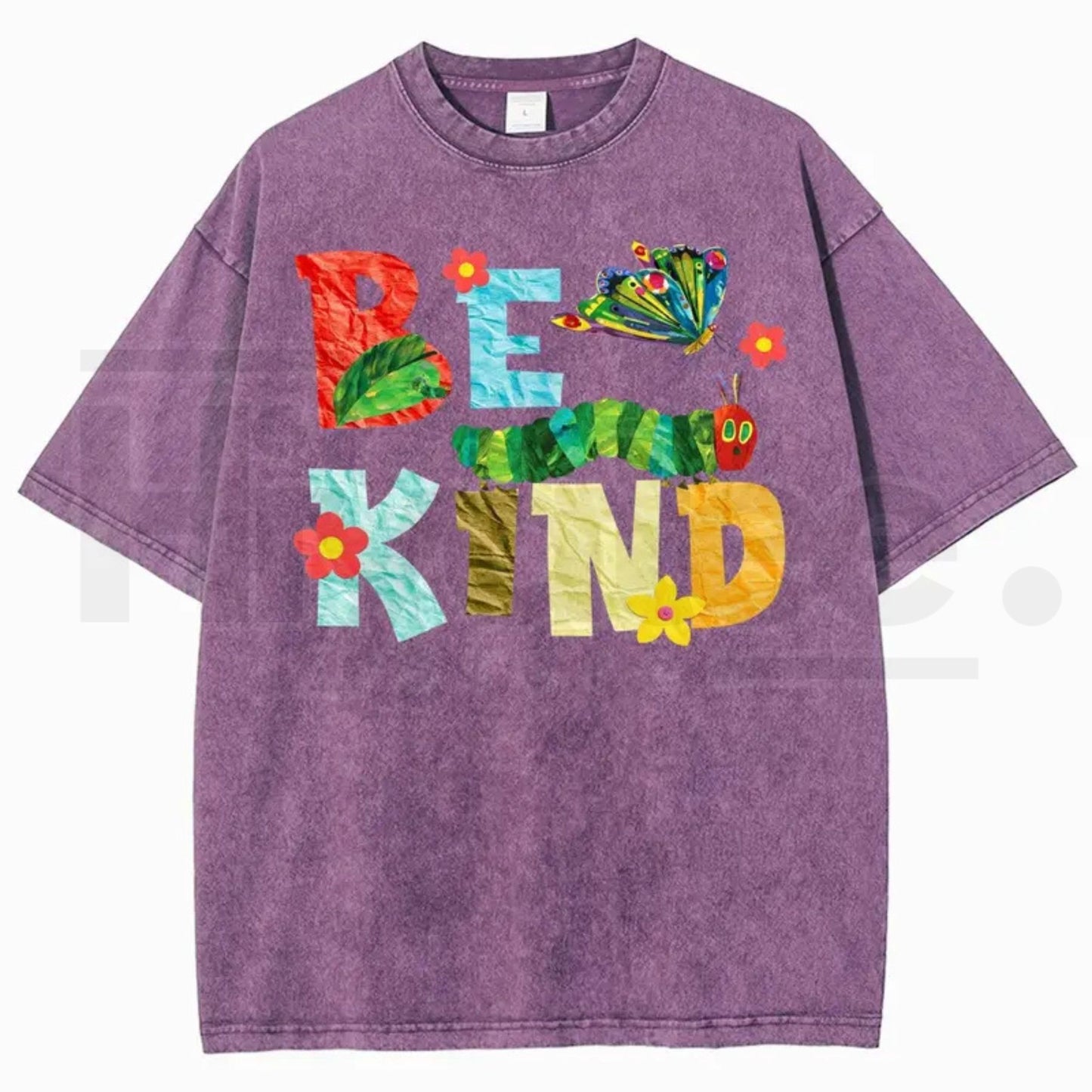 Be Kind Paper Collage Bug Butterfly Floral Vintage Washed Tee – Y2K Aesthetic Graphic Shirt