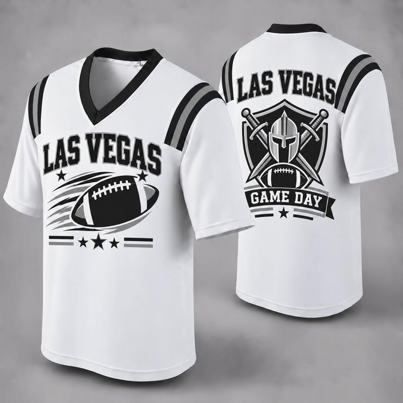 Custom Football Fan Jersey, White Mesh V-Neck Game Day Top, Unisex American Football Apparel for All 32 Teams