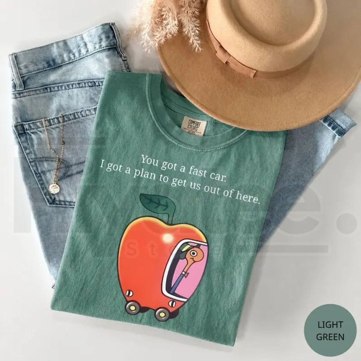 Comfort Colors Fast Car T-Shirt Retro Apple Graphic Road Trip Tee