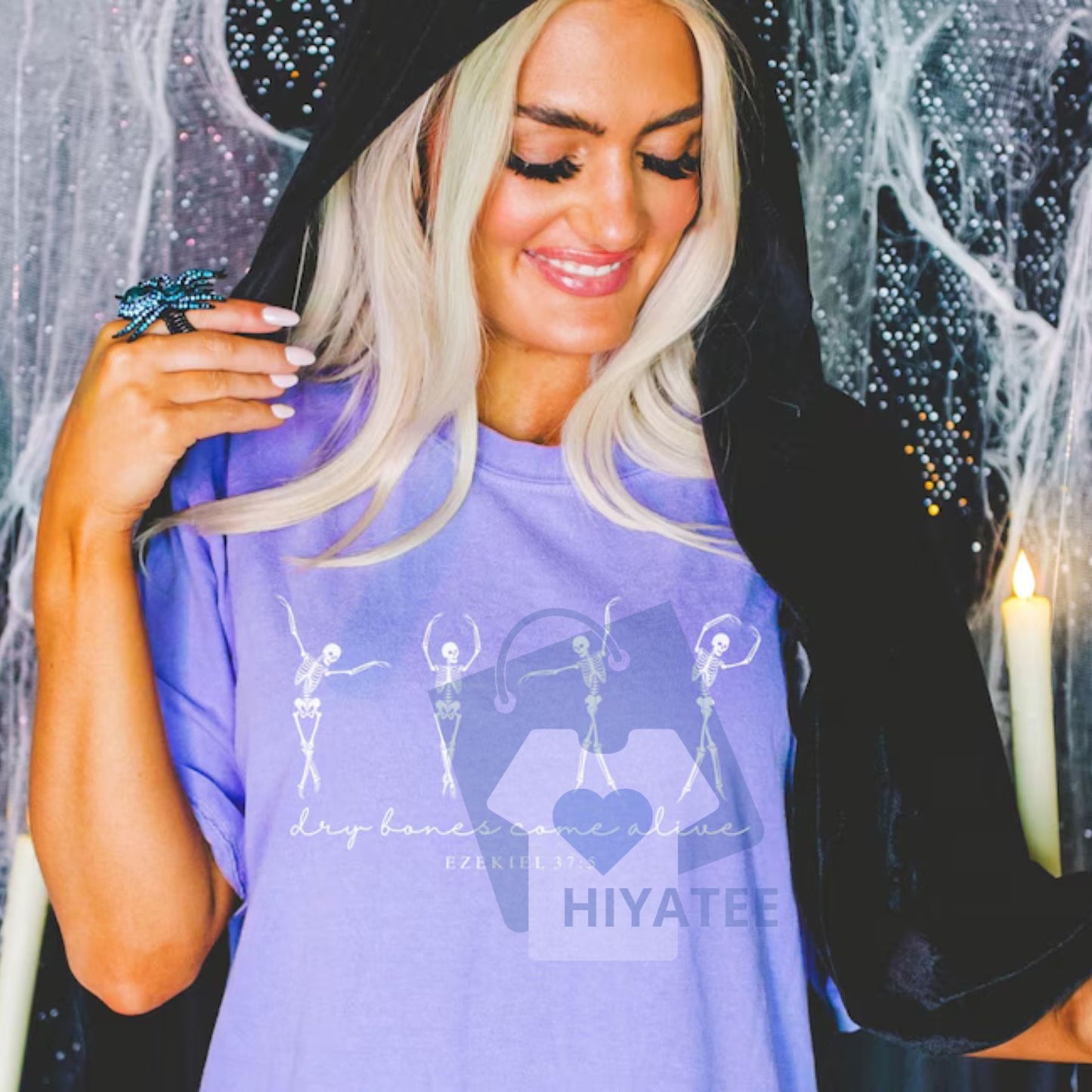 Christian Halloween T-Shirt – Dancing Skeleton “Dry Bones Come Alive” Graphic Tee, Fall Scripture Shirt, Faith-Based Comfort Colors Top