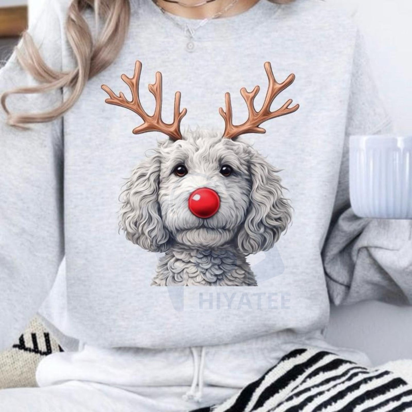 Christmas Reindeer Dog Sweatshirt: Cute Holiday Pet Graphic Pullover, Festive Dog Lover Crewneck, Unisex Gift