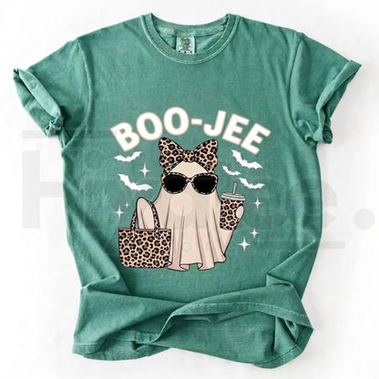 Comfort Colors Boo-Jee Ghost Shirt Leopard Print Coffee Tee