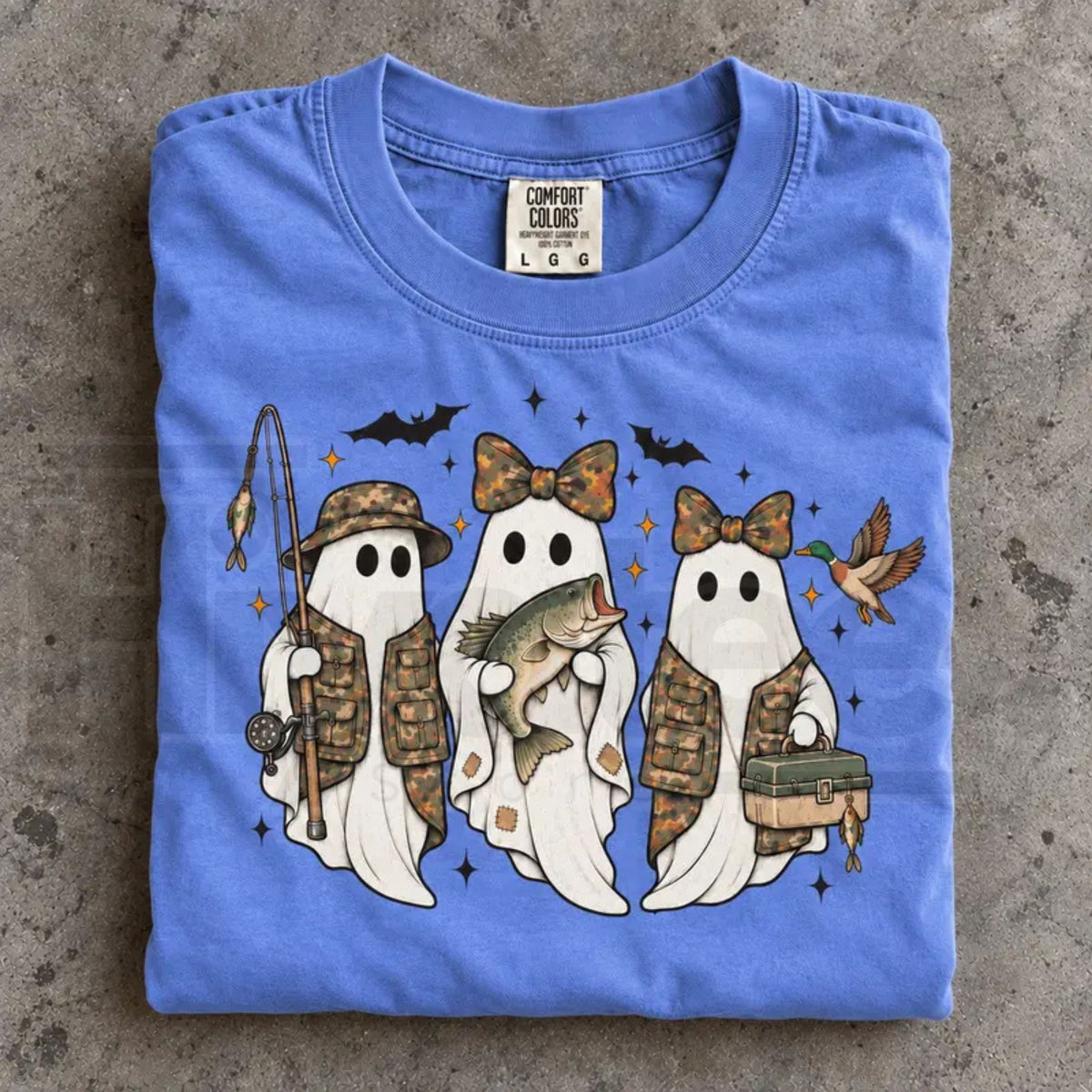 Fishing Season Ghosts Camo Ghost Halloween Comfort Colors Tee