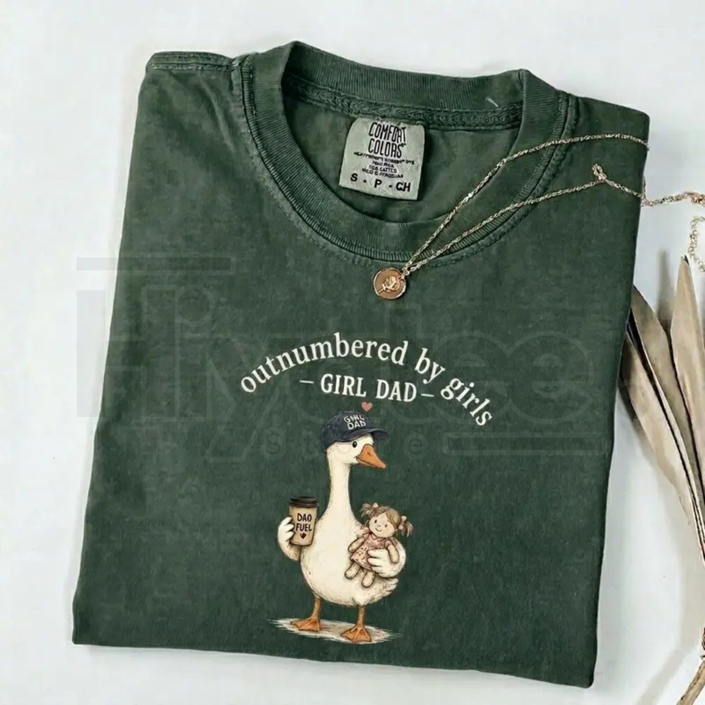 Comfort Colors Girl Dad Shirt – Funny Outnumbered By Girls Duck Graphic Tee