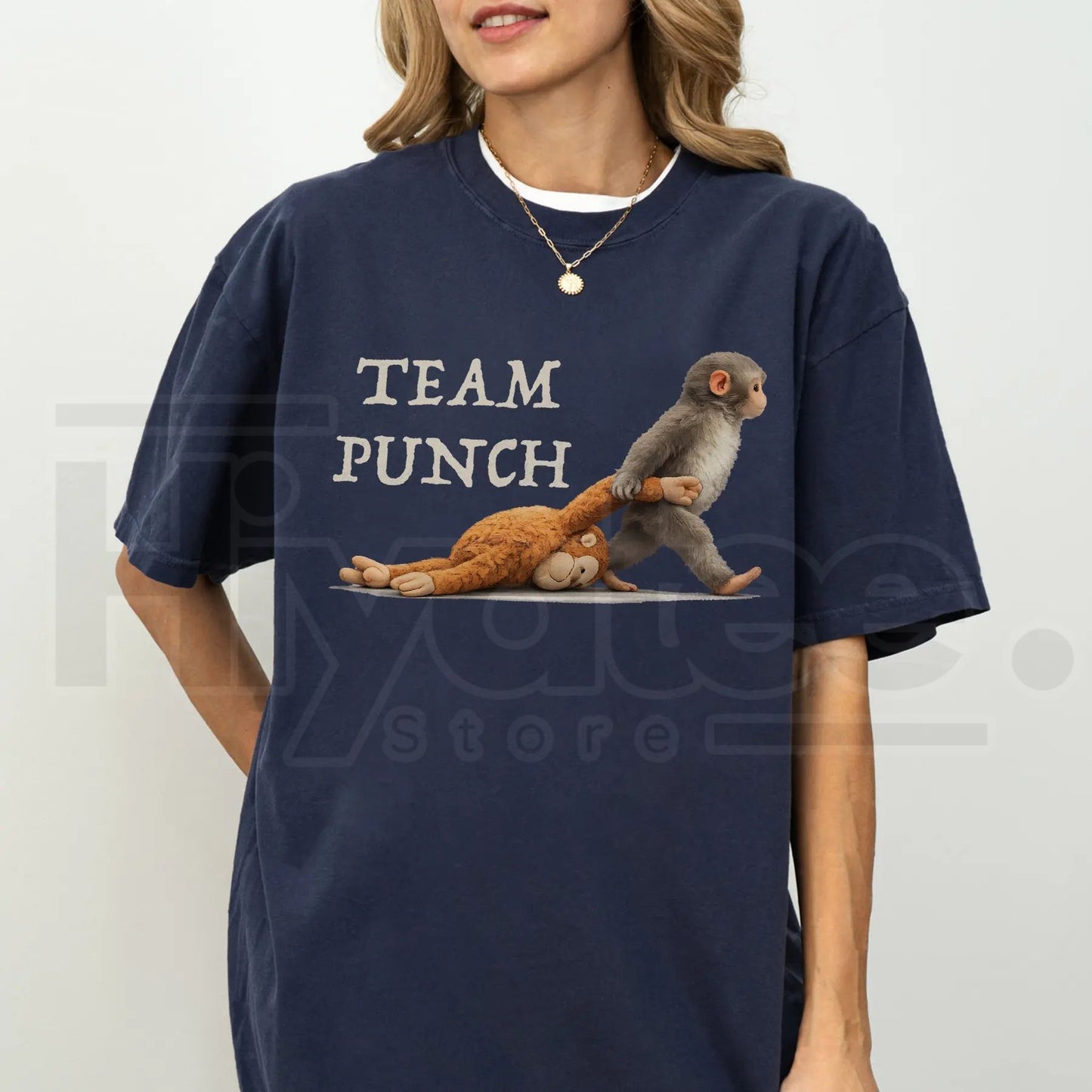 Team Punch Monkey Shirt – Funny Cute Animal Graphic Tee, Retro Comfort Colors® Vintage T-Shirt