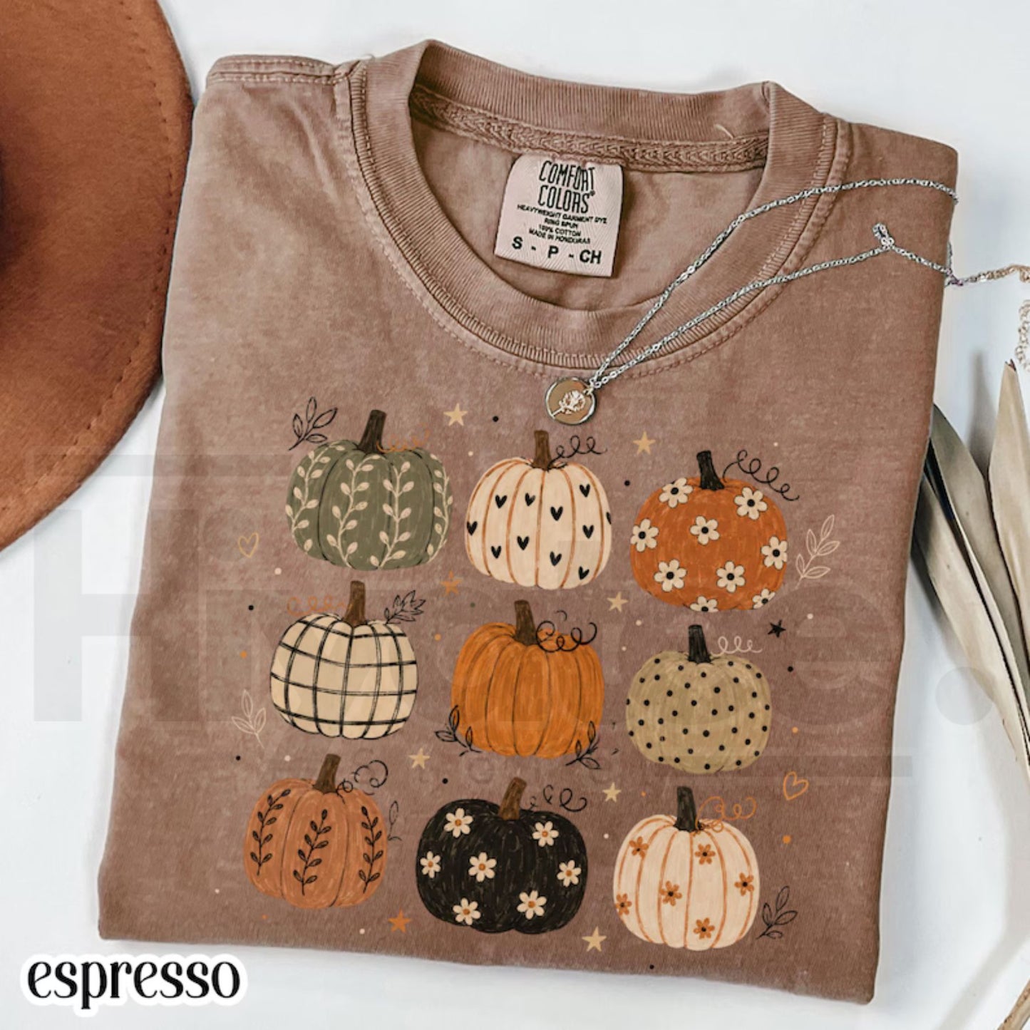 Boho Pumpkin Comfort Colors Shirt Cute Fall Pumpkin Pattern Tee
