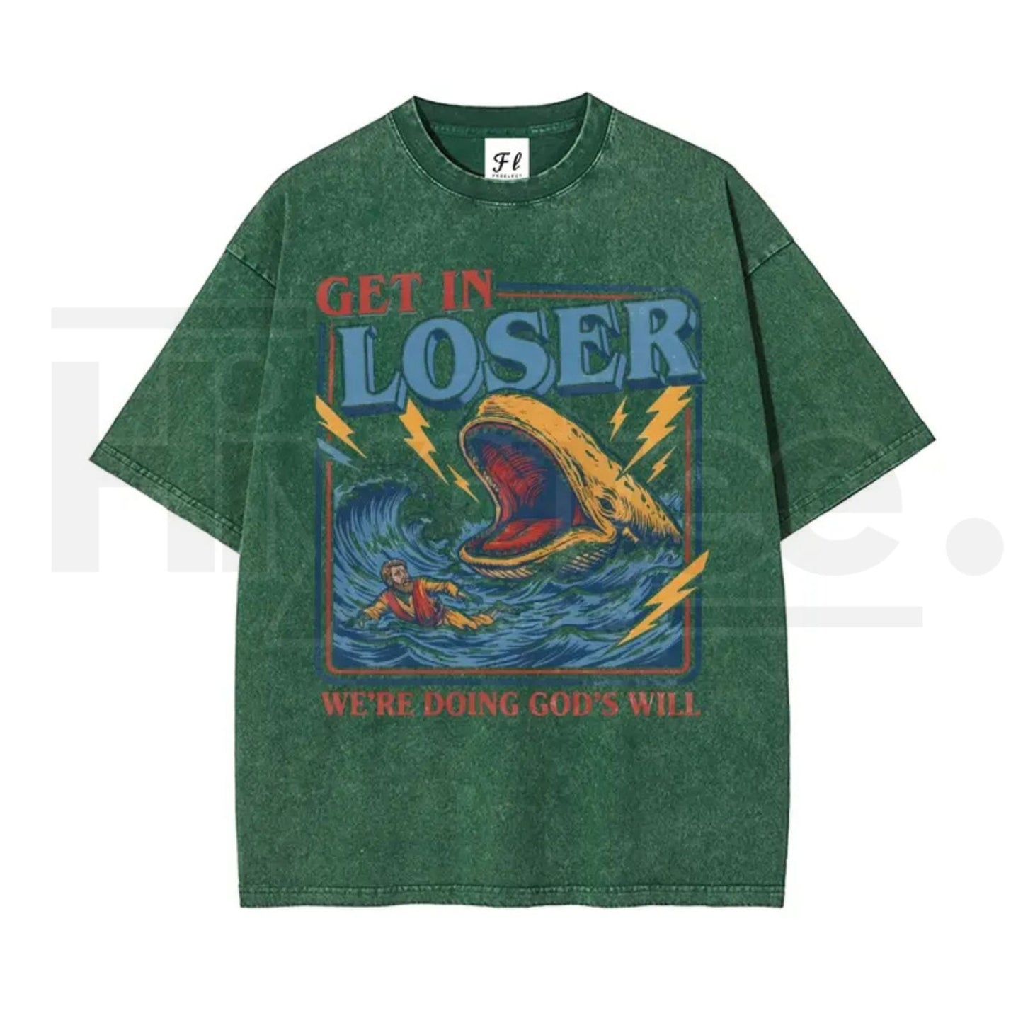 "Get In Loser" Jonah and the Whale T-Shirt – Vintage Washed Christian Humor Streetwear