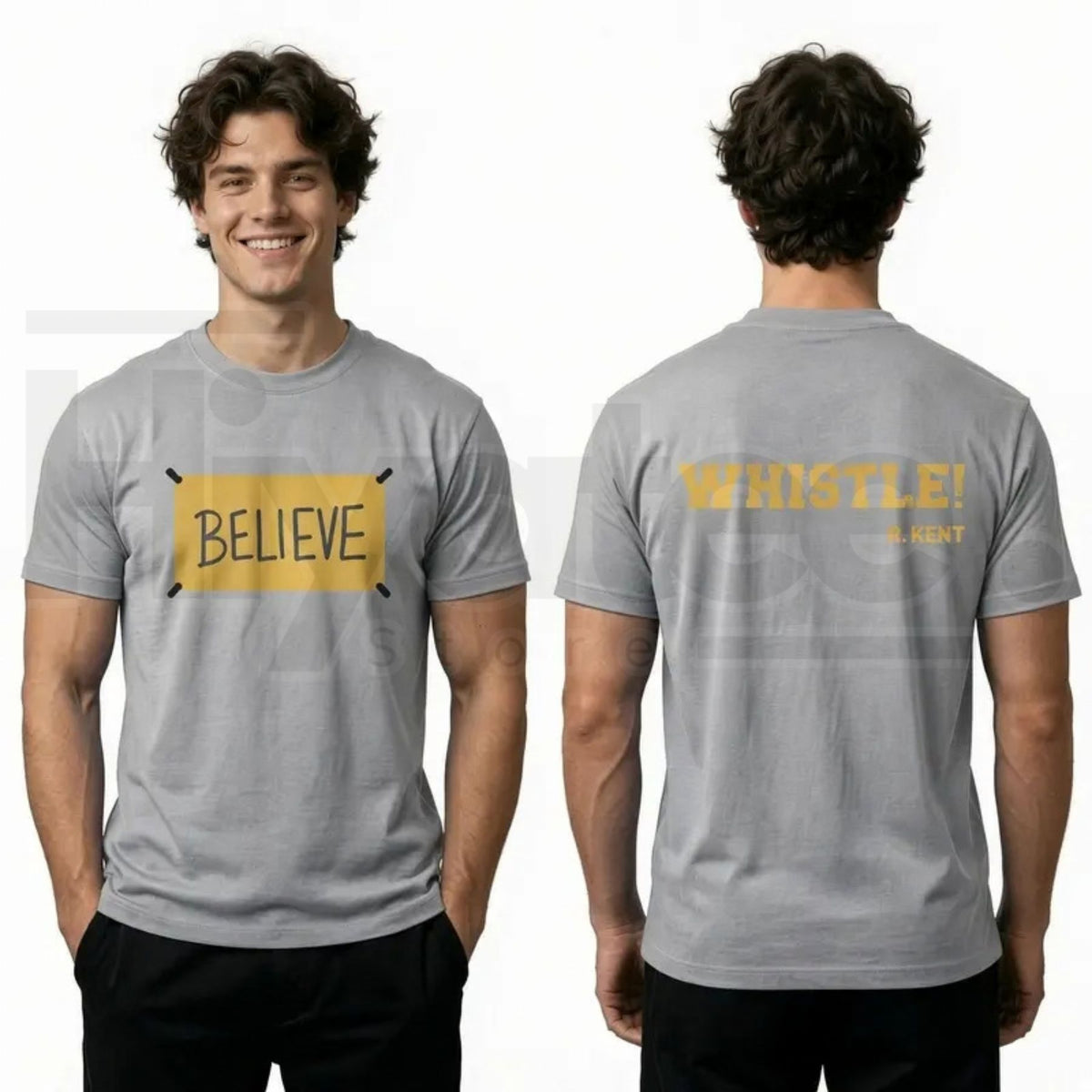 Men's Ted Lasso Believe T-Shirt – Motivational Whistle Backprint Graphic Tee