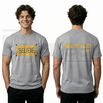 Men's Ted Lasso Believe T-Shirt – Motivational Whistle Backprint Graphic Tee