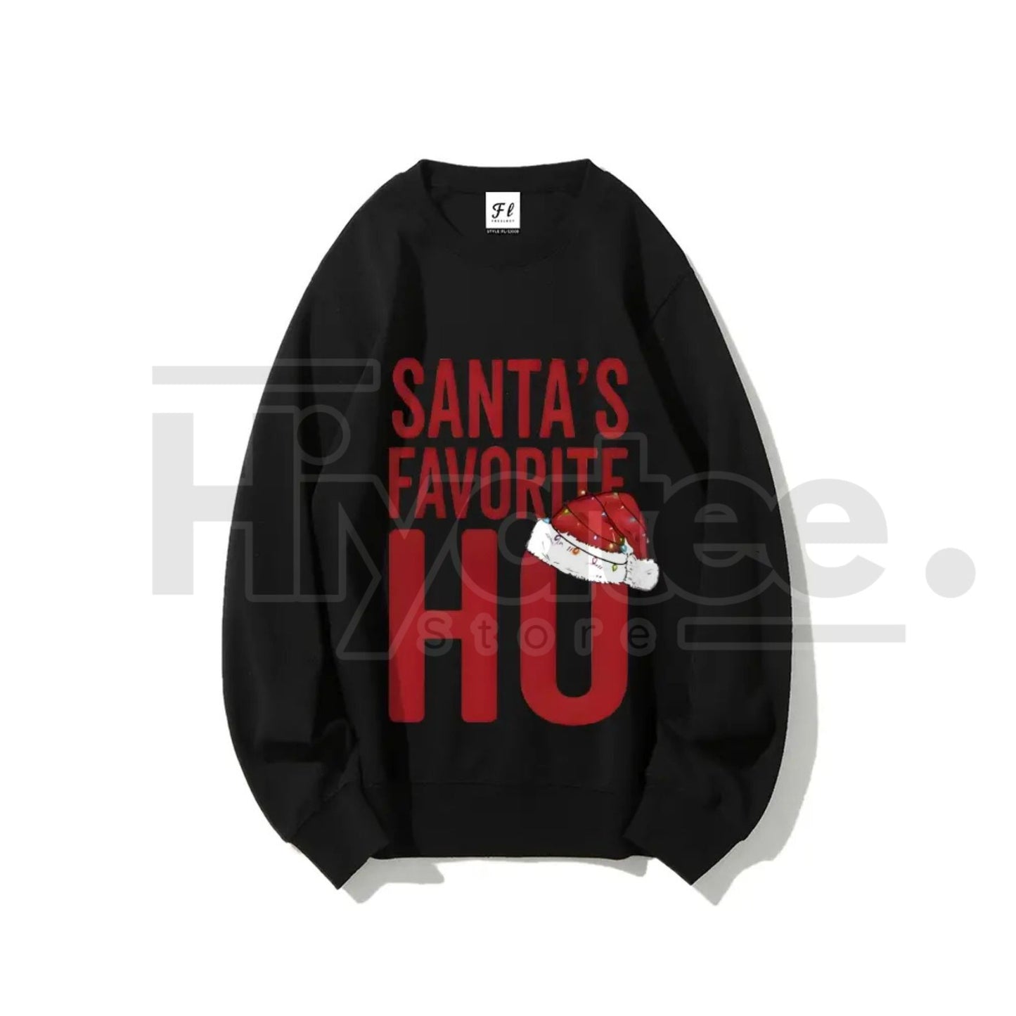 Santa's Favorite Ho Funny Christmas Sweatshirt: Santa Hat Graphic, Sassy Holiday Apparel for Women, Christmas Party Top, Retro Sports Shirts