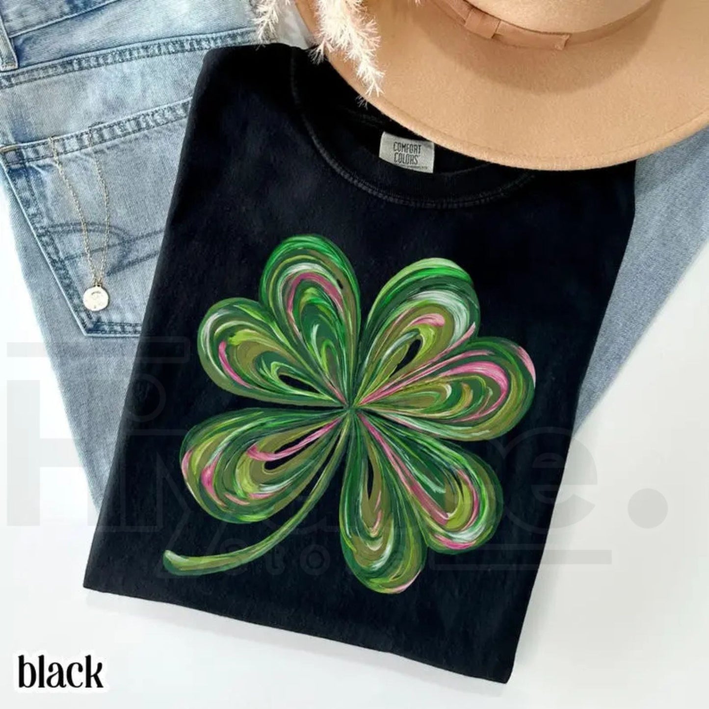 Comfort Colors® Lucky Shamrock T-Shirt – Retro Saint Patrick's Day Party Tee, Cute Irish Shenanigans Four Leaf Clover Shirt