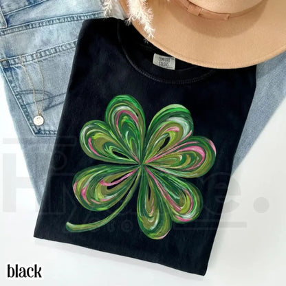Comfort Colors® Lucky Shamrock T-Shirt – Retro Saint Patrick's Day Party Tee, Cute Irish Shenanigans Four Leaf Clover Shirt