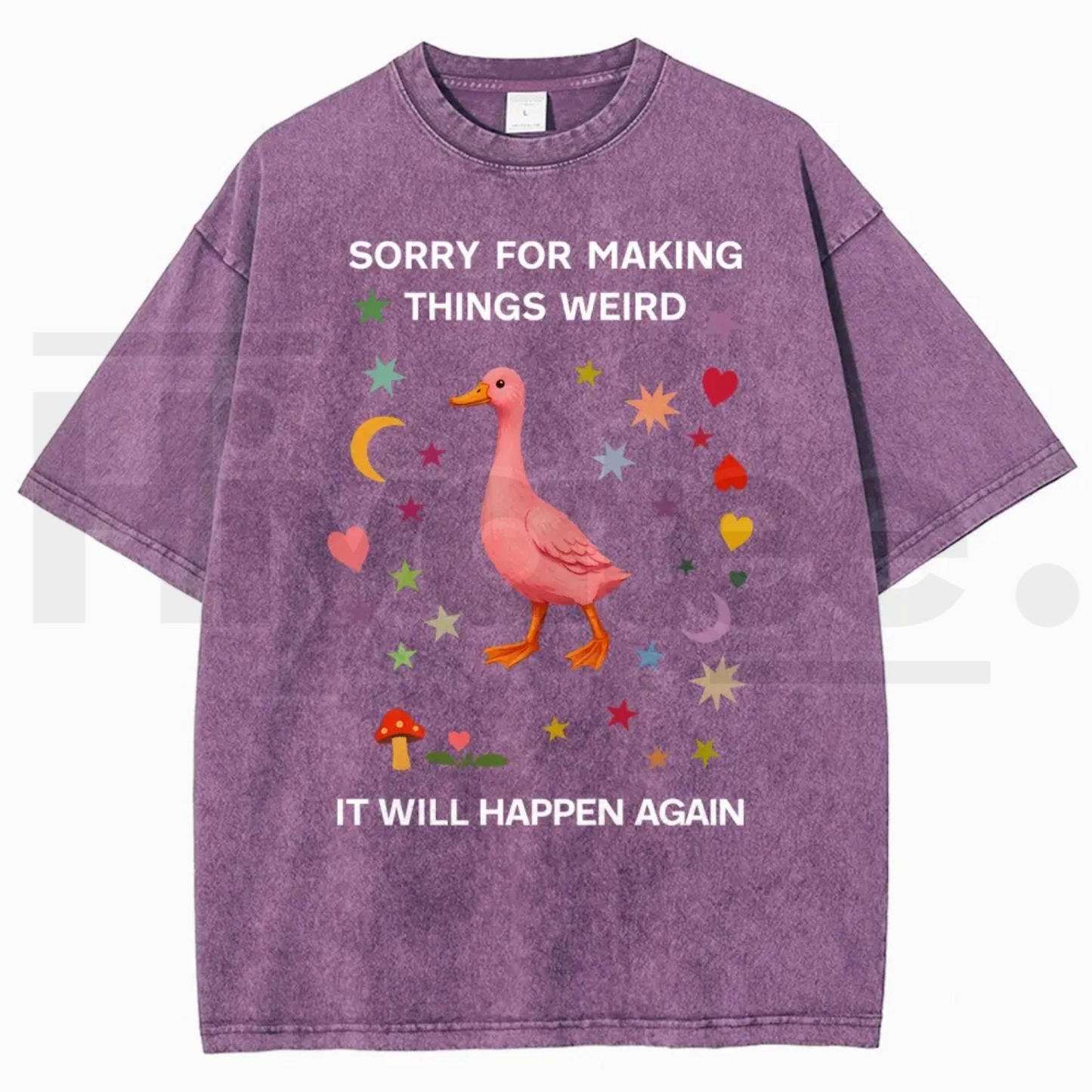 Vintage Funny Duck Meme Graphic T-Shirt – Sorry For Making Things Weird Oversized Heavyweight Cotton Tee