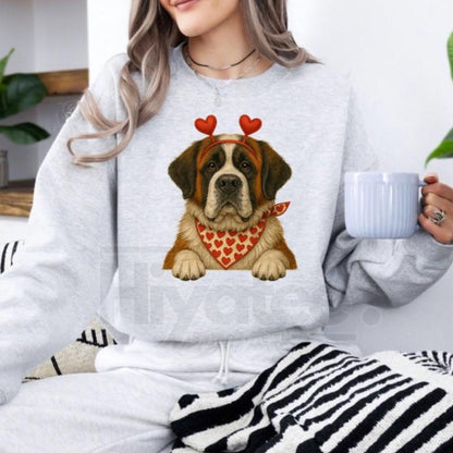 Valentines Dog Sweatshirt: Cute Custom Pet Lover Pullover, Heart Pattern Puppy Hoodie