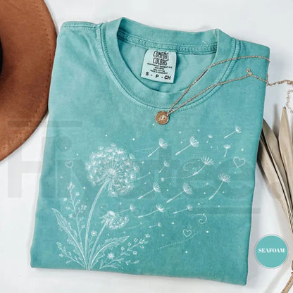 Dandelion Wildflower Comfort Colors T-Shirt Boho Floral Botanical Tee
