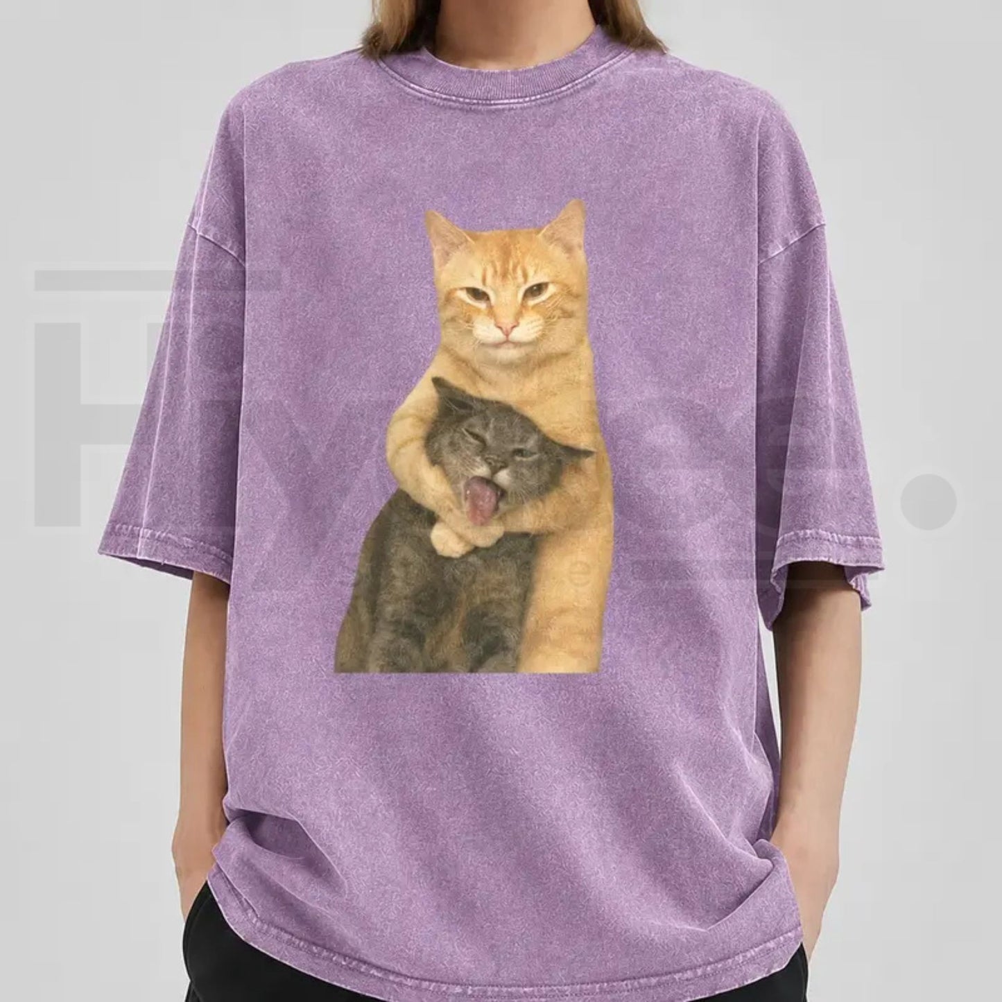 Washable Cat Quarrel Moment T-Shirt – High-Quality Vintage Graphic Tee