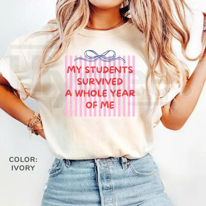 Comfort Colors® End of Year Teacher T-Shirt – Retro Striped Summer Break Tee